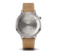 Sachs Women's and Men's Quartz Watch with Silver Dial Analogue Display and Sand-Coloured Suede Strap