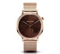 Sachs Women's Men's Analogue Quartz Watch Rose Gold Brown Dial Milanese Mesh Strap Rose Gold