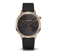 Sachs Women's Men's Quartz Watch with Analogue Display and Black Suede Strap Rose Gold Grey Dial