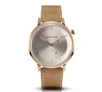 Sachs Women's Men's Quartz Watch with Silver Dial Analogue Display and Sand Suede Strap