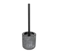 WENKO Set mod. Sacile Freestanding Ceramic Toilet Bathroom Accessories Stainless Steel Concrete Look Diameter 11.5 cm Height 38 cm Grey Black Brush Head 7.5 cm, Gray, 11,5 x 38 x 11,5 cm