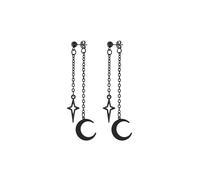 Sacina Black Crescent Moon Star Dangle Earrings, Gothic Emo Punk Grunge Earrings, Goth Jewelry, Christmas Jewelry Gift For Women