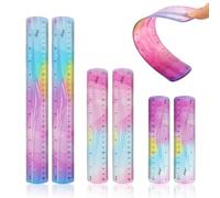 SacJkt 6-Piece Flexible Ruler Set - Folding Rulers 30cm, 20cm, 15cm; Colorful, Soft, Shatterproof, Bendable for School, Office, Home