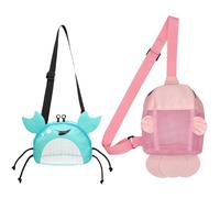 SacJkt Kids Mesh Beach Bag, Crab & Fish Shaped, Zipper & Adjustable Strap, Perfect for Beach, Swimming, Camping