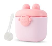 SacJkt Milk Powder Dispenser Pot, Formula Powder Pot, 500ml Baby Formula Dispenser with Sealed Silicone Ring Cover and Spoon, Milk Powder Storage Container for Milk Powder, Fruit and Snack(Pink)