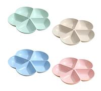 SacJkt Serving Platter, Snack Tray with 5 Compartments, Pack of 4 Serving Tray, Serving Platters for Parties, Multifunctional Snack Plate for Fruit, Candy, Nuts, Desserts (4 Color)