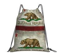 Sack Backpack California Republic Flag Stylish Sports Drawstring Waterproof String Bag For Sport Beach Men 39X46Cm