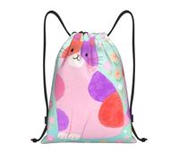 Sack Backpack Cartoon Cat Light Green Scratch Drawstring Gym Unisex Draw String Back Bag For Trainer Swim Sport 39X46Cm