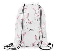 Sack Backpack Cute Rabbit Cartoon Animal Lightweight Drawstring Pe Bags Scratch Sport Gym String Bag For Outside Gym Yoga 39X46Cm