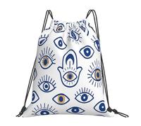 Sack Backpack Evil Eye Symbol Hamsa Eye Unisex Gym Sack Lightweight Gym Bag For Beach Men Hunting 39X46Cm