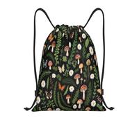 Sack Backpack Mushroom Butterfly Dark Green Foldable Drawstring Bag Lightweight String Bags For Travel Swim Trainer 39X46Cm