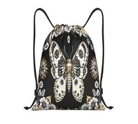 Sack Backpack Ornate Butterfly Gold Dark Foldable Drawstring Bags Scratch Draw String Back Bag For Climbing Travel Men 39X46Cm