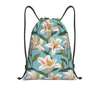 Sack Backpack Retro Magnolia Flower Blue Waterproof Gym Sack Backpack Unisex String Bags For Trainer Yoga Fishing 39X46Cm