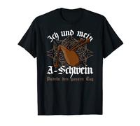 Sack Pipe Bagpipe Player Medieval A Pig T-Shirt