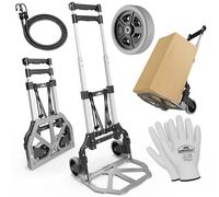 GARDEBRUK® Foldable Sack Barrow | Folding Aluminium Hand Truck Trolley | Heavy Duty Steel Frame | Load up to 80 kg | Dolly Cart | Adjustable Height | Puncture-Proof PP Tyres