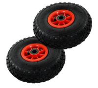 Sack Truck Wheel 245x82mm Pneumatic Rubber Tyre Plastic Rim Black/Red 2pcs 100kg