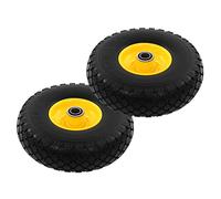 Sack Truck Wheels 2pcs Solid PU 3.00-4 260x85mm Black/Yellow Punctureproof 100kg