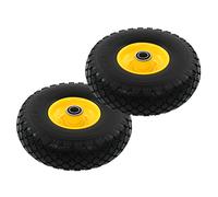 Sack Truck Wheels 2pcs Solid PU 3.00-4 260x85mm Black/Yellow Punctureproof 100kg