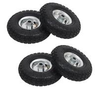 Sack Truck Wheels Black/Silver 260x83mm Pneumatic Rubber Rim Metal 100kg x2 20mm