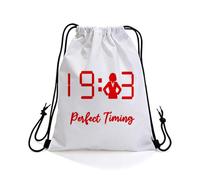 Sack White Perfect Timing Storage Backpack Party 36x42cm | Drawstring Backpack Perfect Gym Bag for Yoga Football Hiking