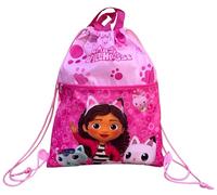 Sack with Front Pocket Backpack Drawstring Bag for Kids 44 x 34 cm School Gym Leisure, Gabby's Dollhouse, One Size
