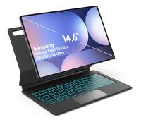 Sackei for Samsung Galaxy Tab S10 Ultra S9 Ultra Keyboard Magnetic Case 14.6'' Magic-Style Floating Cantilever Stand, Dex Mode, 3-Level 7 Color Backlit, Built-in trackpad Charcoal Black