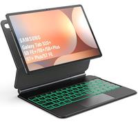 Sackei Keyboard Case for Samsung Galaxy Tab S10+ Plus S9+ Plus S9 FE+ Plus S8+ Plus S7+ Plus S7 FE 12.4'' Magic-Style Floating Cantilever Magnetic Stand, 3-Level 7 Color Backlit & Built-in Trackpad
