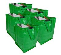 sackmaker 47 Litre Recycling Bag with Top Flap and Handles - Tip Strap - Laminated Wipe Clean Fabric - PREMIUM GRADE - Heavy Duty Woven PP Fabric (5 Bags, Green)