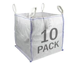 Sackmaker FIBC Big Bag - 1,000 kg SWL - Fully Certified - Builders Bag - Garden Waste Bag Extra Large (10 Packs) TB808080-10 White