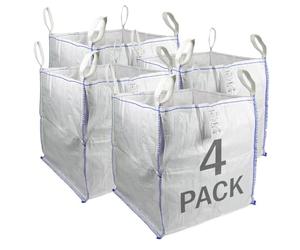 Sackmaker FIBC Big Bag - 1,000 kg SWL - Fully Certified - Builders Bag - Garden Waste Bag Extra Large (4 Packs), TB808080-4, White