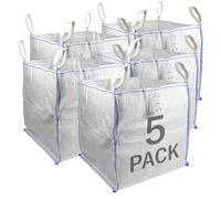 Sackmaker FIBC Big Bag - 1,000 kg SWL - Fully Certified - Builders Bag - Garden Waste Bag Extra Large (5 Packs), TB808080-5, White