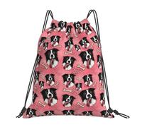 Sackpack Border Collie Dog Bones Drawstring Backpack Heavy Duty String Bag Water Resistant Gym Bag For Camping Swimming Yoga 36X42Cm