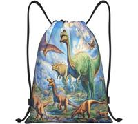 Sackpack Dinosaur Paradise With Flying Pterosaurs Landscape Gym Bag Unisex Drawstring Backpack Machine Washable String Bag For Travel Training Beach 36X42Cm
