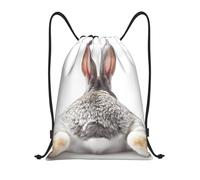 Sackpack Grey Rabbit Bunny Tail Pattern Drawstring Backpack Unisex Gym Bag Adjustable String Bag For Gym School Yoga 36X42Cm