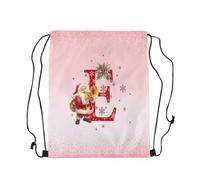 Sackpack Initials Letter E Xmas Snowflakes Cute Santa Claus Versatile Sports Drawstring Lightweight Gym String Bag For Men Fishing Women 39X46Cm