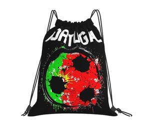 Sackpack Portugal Soccer Portuguese Football Flag Waterproof Drawstring Gym Bag Foldable Draw String Back Bag For Holidays Travel Swim 39X46Cm