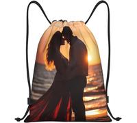 Sackpack Sea Beach Sunset Gym Bag Heavy Duty String Bag Adjustable Drawstring Backpack For Beach Gym Travel 36X42Cm
