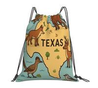 Sackpack Texas Map Deers Foxes Foldable Drawstring Gym Bag Scratch Sport Bag String For Gym Beach Men 39X46Cm