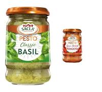 Sacla Classic Basil Pesto 190g (Pack 1) + Sacla Sundried Tomato Pesto 190g (Pack 1), made with basil, Italian cheese, pine nuts & sundried tomatoes