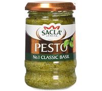 Sacla Italian Basil Pesto Sauce - Perfect with Pasta, Pizza, Garlic Bread and Tagliatelli - Made with Fresh Basil Leaves, Italian Cheeses and Pine Nuts 290g (Pack of 6)