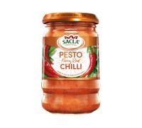 Sacla Italian Fiery Chilli Pesto - Perfect with Pasta, Meat and Eggs or to Stir in Soup or use as a Dip - Made with Garlic, Oil and Red Chillies - 190g (Pack of 6)