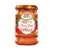 Sacla Italian Fiery Chilli Pesto Sauce - Perfect with Pasta, Meat and Eggs or to Stir in Soup or use as a Dip - Made with Garlic, Oil and Hot Red Chillies 190g (Pack of 1)