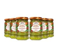 Sacla Italian Pesto Coriander and Chilli - Perfect with Pasta, Noodles, Beef and Salmon - Made with Fresh Coriander Leaves, Pine Nuts, Cheese and Chilli 190g (Pack of 6)