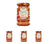 Sacla Italian Tomato Pesto - Organic and Vegetarian, Perfect with Pasta, Soups, Rice and Salads - Made with Basil Leaves, Sundried Tomatoes, Vegetarian Cheese and Nuts 190g (Pack of 4)