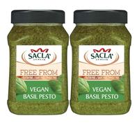 Sacla Italian Vegan Basil Pesto - Perfect with Pasta, Pizza, Garlic Bread and Tagliatelli - Made with Fresh Basil Leaves, Pine Nuts and Olive Oil 950g (Pack of 2)