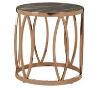 saclateni black marble top side table with rose gold frame