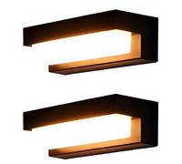Sacolin 2 Pack Rectangular Solar Wall Lights, LED Outdoor Lighting 6.7 in / 17 cm, with PIR Sensor and Smart Light Control, Three Colors, IP65 Waterproof for Patio, Yard, and Porch