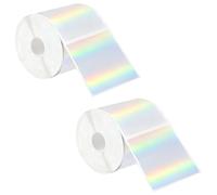 Sacolin 2 Rolls Holographic Stickers, 500 1.6 X 1.6 in Square Glitter Labels, Silver, Self-Adhesive, Thermal Printing Paper for Jingchen K2/K3, for DIY Projects and Commercial Use