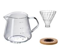 Sacolin 20.3 fl oz / 600 ml Pour Over Coffee Maker Set with Conical Glass Dripper and Wood Base, Manual Drip Pour Over Coffee Carafe for Home Office Cafe