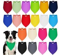 Sacolin 20 Dog Bandanas, Solid Color, Tie-On Polyester Pet Scarf, Adjustable, Bulk Pack for Small to Large Dogs